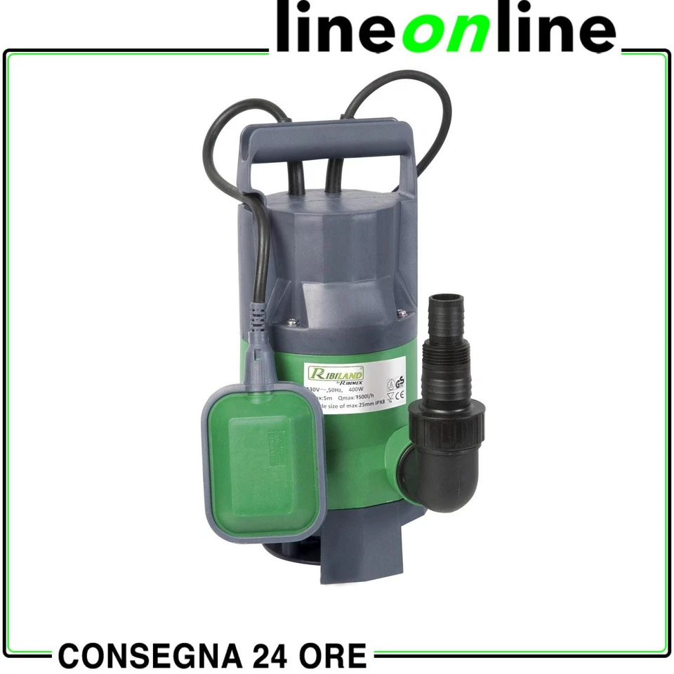 RIBILAND Pompa sommersa Ribimex 400 W PRPVC400C acque sporche