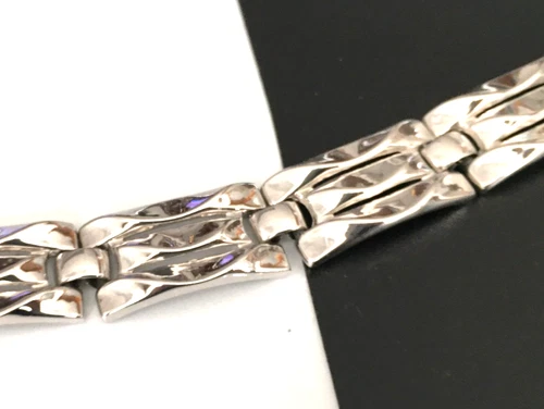 Vintage Bracelet SIGNED Crown TRIFARI Silver tone Chain Jewelry lot i