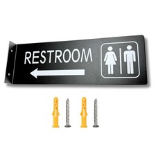 Restroom Signs for Business - 4x12" Double-Sided Bathroom Sign w/ Arrow for Men