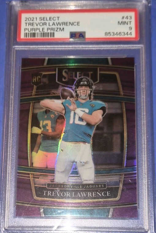 2021 Panini Select - Concourse Trevor Lawrence #43 Purple Prizm /75 (RC) PSA 9