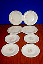 Vtg Ohio Art Miniature Pfaltzgraff Tea Rose Tin Plates 4.5 in  3.5 in Set 8 EUC