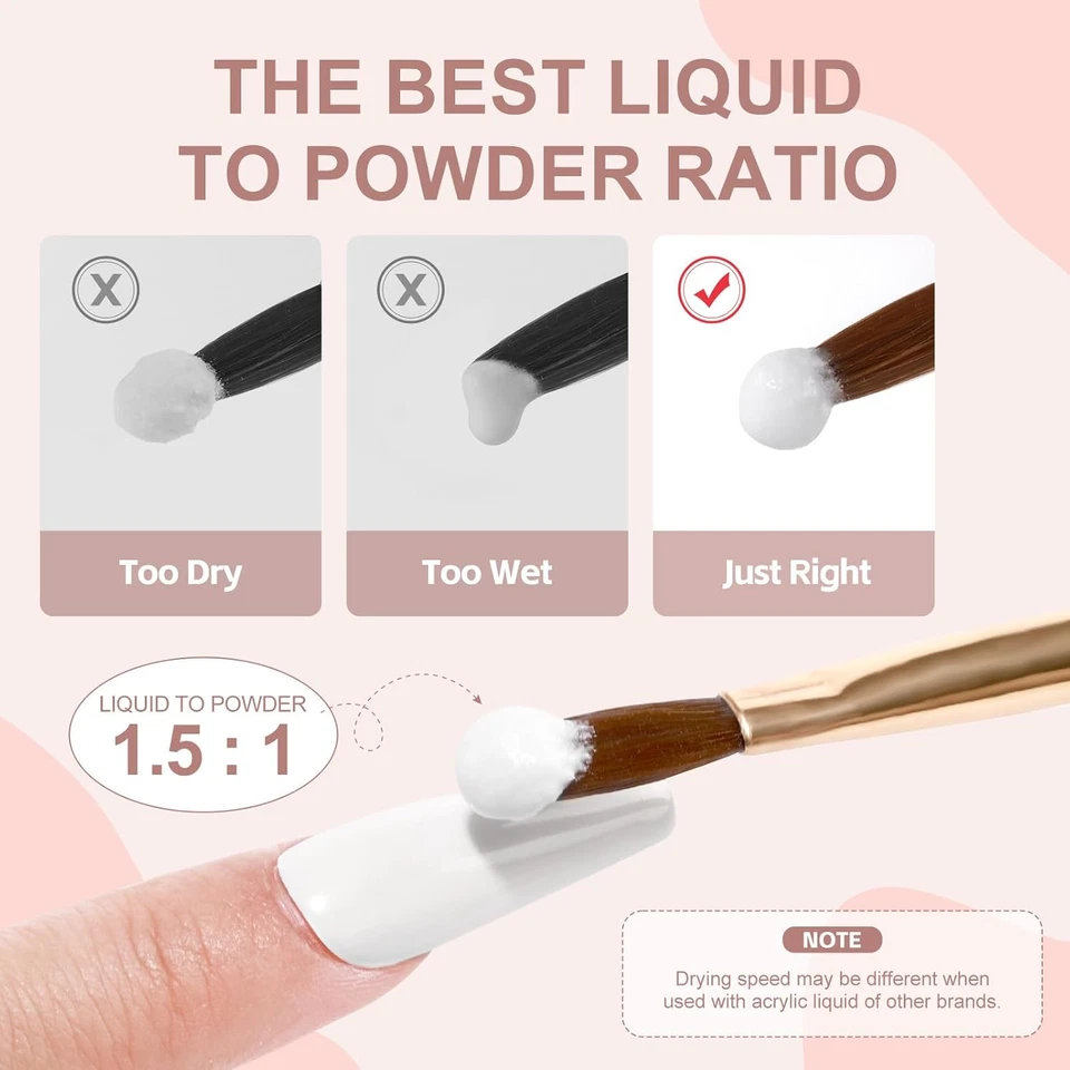 Acryl Nagelset Starterset UV Lampe 6W 34PCS Pulver Liquid 4 Farben Gel Nagellack - Bild 4 von 4