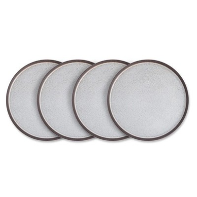 Stone Lain 4 Piece Vince Rustic Stoneware 11'' Dinner Plate Set, Grey and White