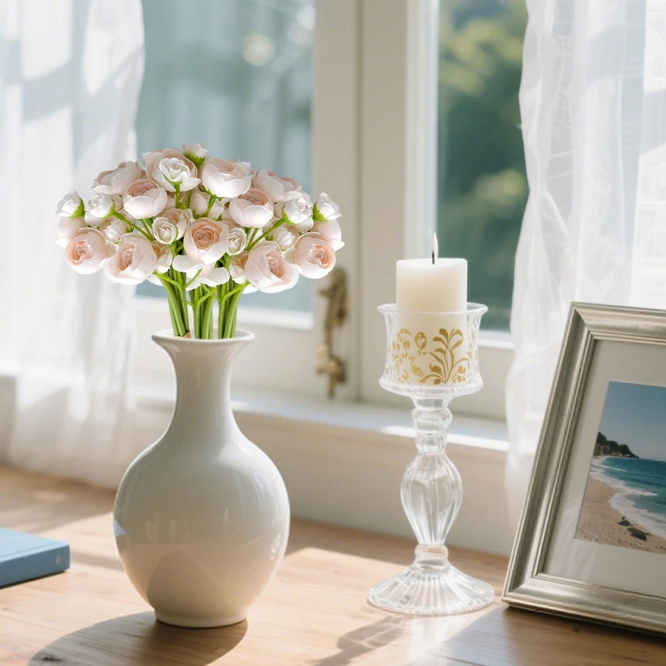 Ramo de relleno de boda arreglo de flores de seda sintética Ranúnculo artificial 18 piezas Foto 4 de 4