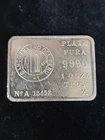 Banco Minero Del Peru, Vintage 1 Ounce .999 Troy Ounce Silver Bar, Plata Pura