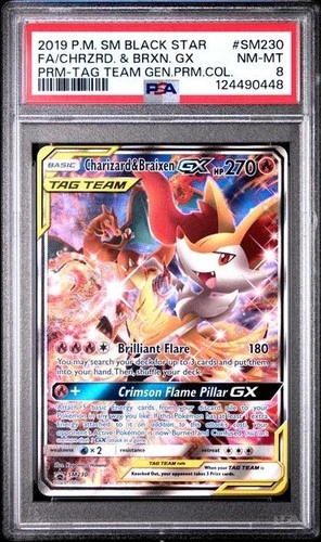 CHARIZARD & BRAIXEN GX - PSA 8 - 2019 POKEMON - #SM230