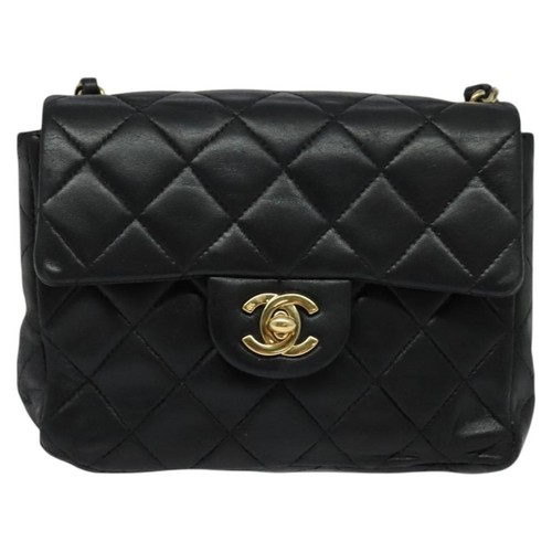CHANEL Matelasse Chain Shoulder Bag Lamb Skin Black Gold CC Auth 127208 - Picture 13 of 23