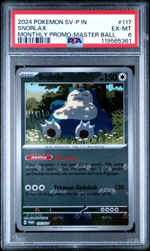 2024 POKEMON INDONESIAN SV-P PROMO MONTHLY PROMO-MASTER BALL #117 SNORLAX PSA 6