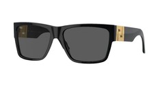 Versace OVE 4296 Square Black Sunglasses Gold Detail Tinted Gray Lens Designer