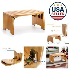 Versatile Foldable Bamboo Step Stool for Home: Non-Slip, No Assembly Required