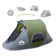  Pop-up Camping Tent: Tent Waterproof Instant Easy Setup 1 Person Army Green