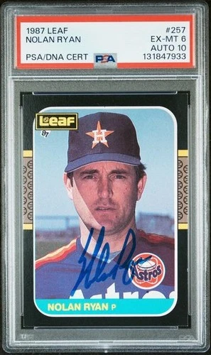 1987 Leaf #257 Nolan Ryan signed auto card PSA DNA 6 10