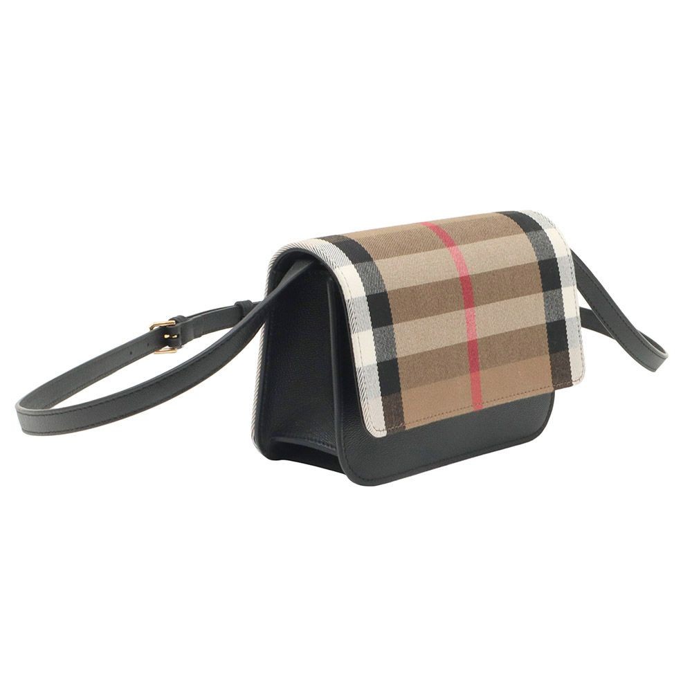 確認用❤BURBERRY★ Burberry House Check Black Leather Gold-Plated Madison MX