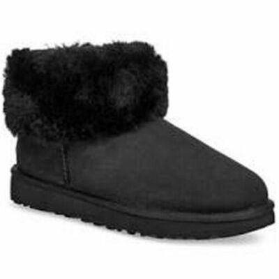 UGG Classic Mini Fluff Genuine Shearling Bootie Black 1106757