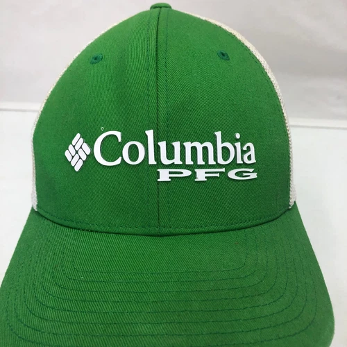 COLUMBIA PFG LOGO WITH MANITEE MENS GREEN MESH BACK ONE SIZE S/M CAP HAT