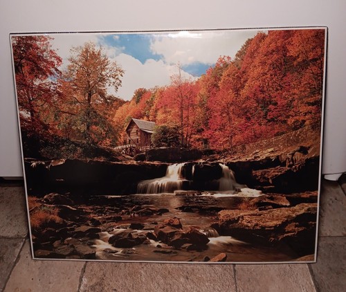 VTG 1980s Ready To Hang Or Frame Waterfall Nature Poster Print WORLD PICTURES