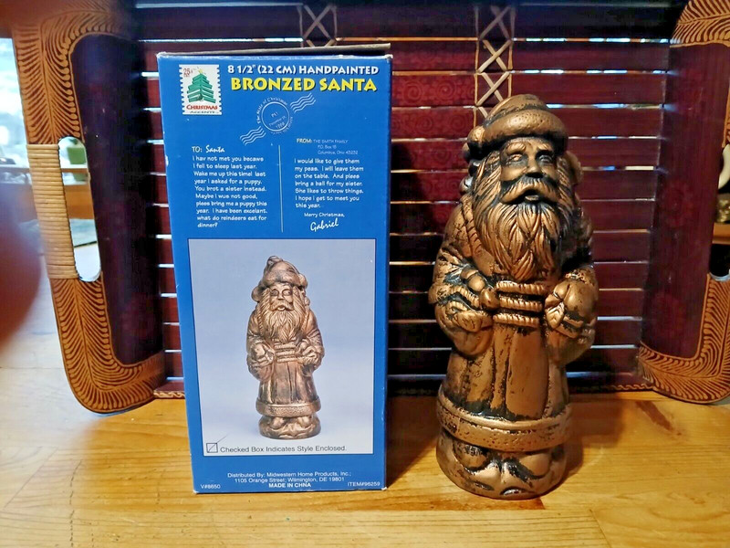Christmas Accents  Hand Painted Bronzed Santa Claus