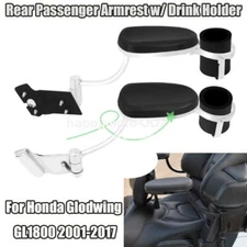 Rear Adjustable Passenger Armrests with Cup Holder For Honda GL1800 2001-2017
