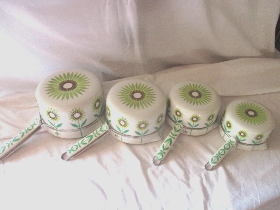 4 casseroles Aluminite Frügier porcelaine de Limoges vintage 70 -usage ou déco - - Photo 2/4