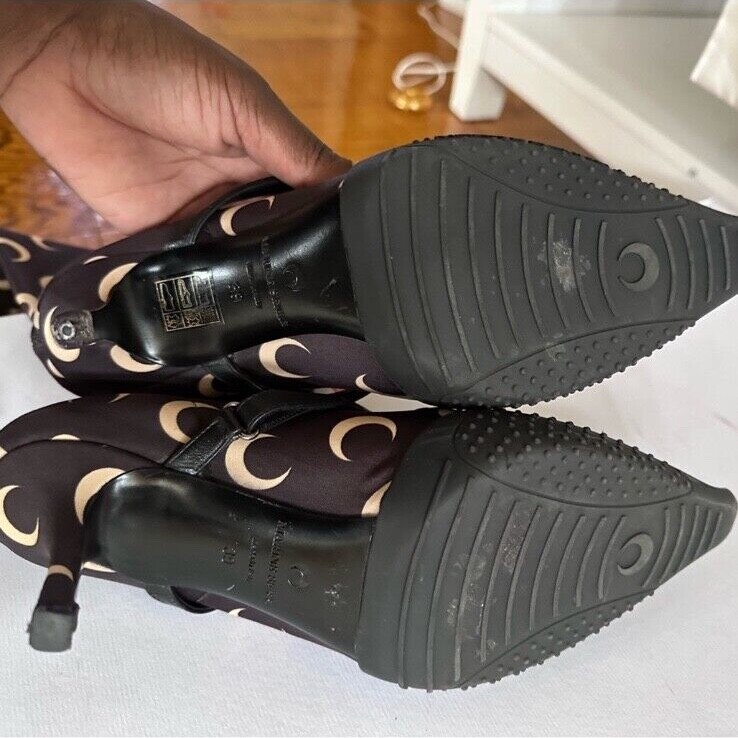 Marine Serre knee length Moon print socks boots . Brown