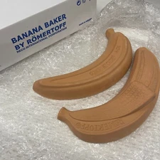 Lot of 2 Banana Baker W/ Lid Terracotta Clay Baking Dish Cookware Glazed Inside