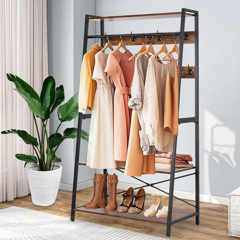 Schwerlast Garderobenständer Holz Kleiderständer Offen Garderobe XXL 182cm DE