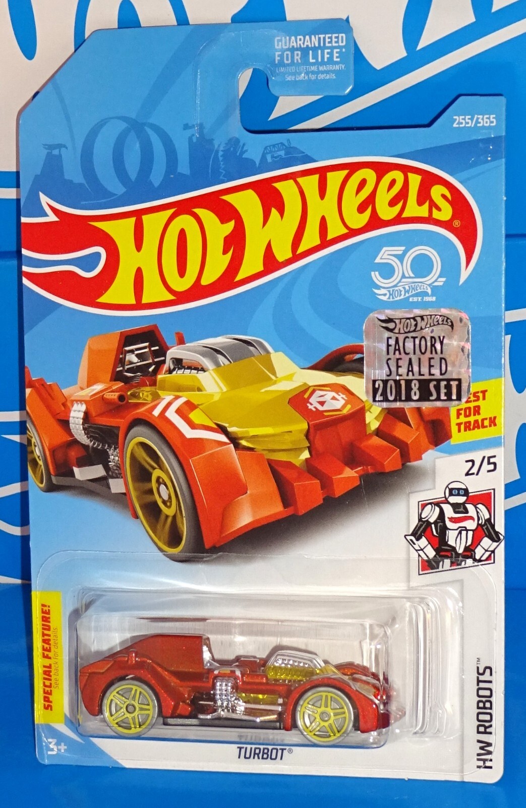 Hot Wheels 2018 Factory Set HW Robots Series #255 Turbot Mtflk Orange w/ PR5s