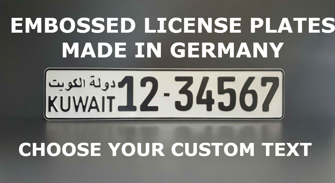 Kuwait Arab Arabic UAE U.A.E Euro License Plate European Number Plate