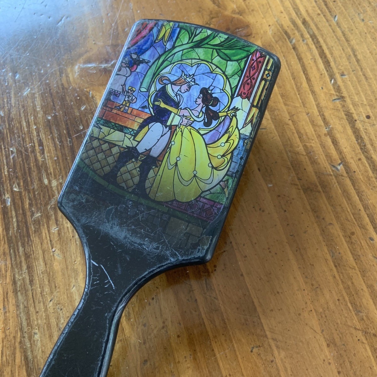 Disney Hot Topic Beauty & the Beast Stained Glass Paddle Brush Tale As Old As Ti Disney Beauty And The Beast Stained Glass Leggings | Hot Topic main image 4