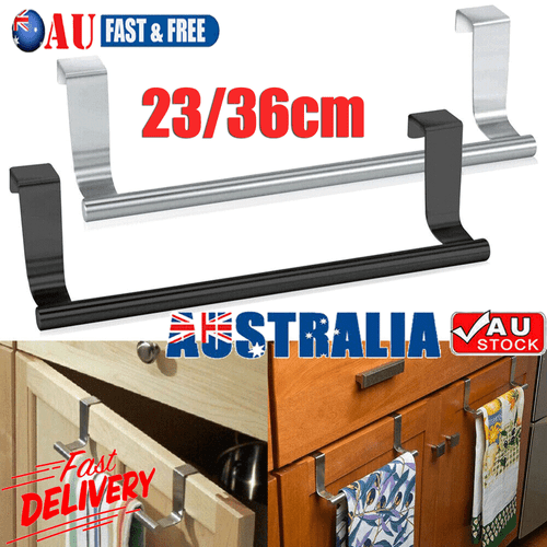 Over Door Tea Towel Holder Rack Bathroom Rail Cupboard Hanger Kitchen Bar Hook L