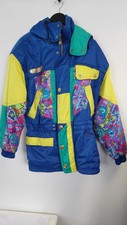 Vintage Head Ski Coat Quilted Coat Vibrant Bright Pattern 90's Womens Size Large