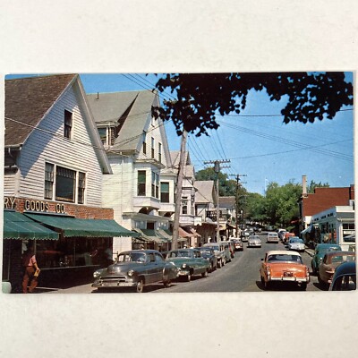 Marthas Vineyard Haven MA Looking North On Main Street Old Cars Vintage  Postcard