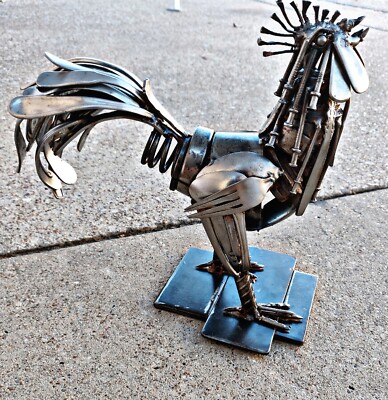 Metal Art Rooster Chicken sculpture Steampunk Modern Art EL Gallo, Robo Style 
