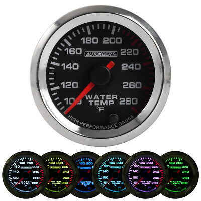 #ad 7 Color LED w 1 8quot; NPT Sensor Universal Water Temp Gauge Meter 2quot; 52mm 100 280F $21.59