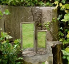 Rustic Metal Garden Indoor Mirror Wall or Freestanding Candle Ornate Shelf Decor