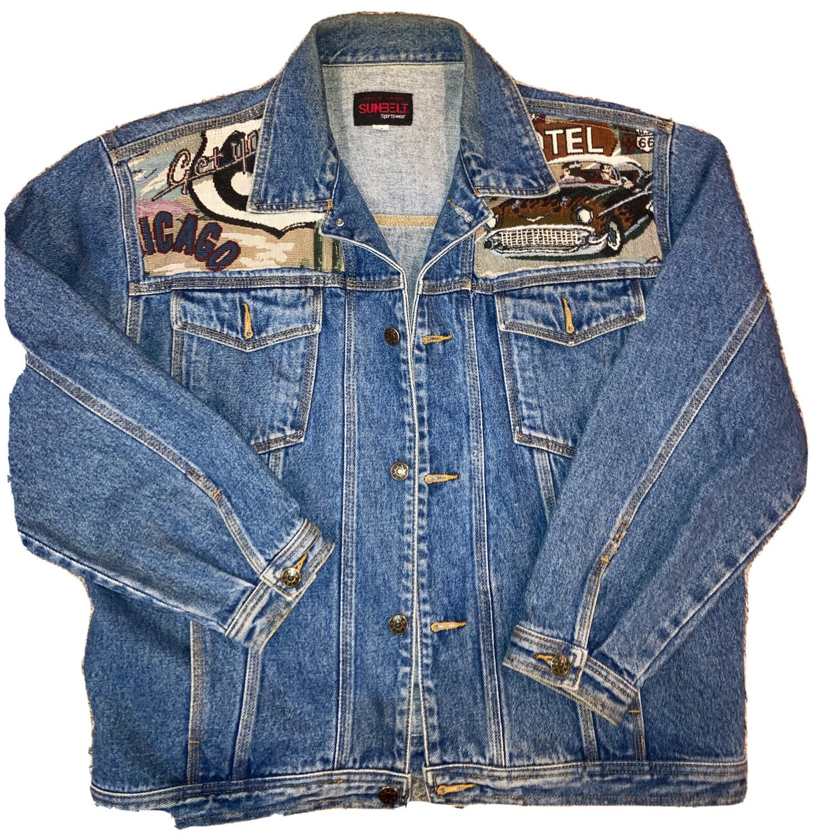 Vintage Sun Belt Sportswear Route 66 Denim Jacket Size M