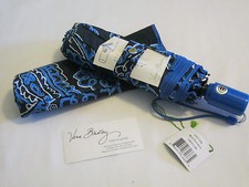 Vera Bradley BLUE BANDANA Umbrella LARGE POP OPEN w/ Sleeve 4 PURSE Tote bag NWT