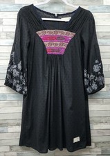 Odd Molly Uncorporated Dress Size 0 Embroidered Boho Black Tunic Cotton Dress