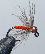 6 Orange soft hackle wet fly Tungsten Fly Fishing Flies euro