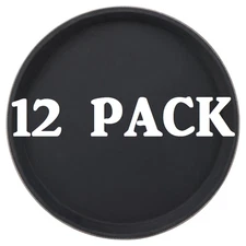 12 PACK 11" Black Round Non-Skid Plastic Restaurant Bar Serving Commercial Tray
