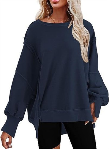 Women Patchwork Sweatshirt Crew Neck Long Sleeve Pullover Casual T Shirt - Bild 9 von 16