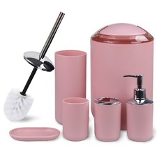 CERBIOR Bathroom Accessories Set 6 Piece for Decorative Countertop and Gift,Pink