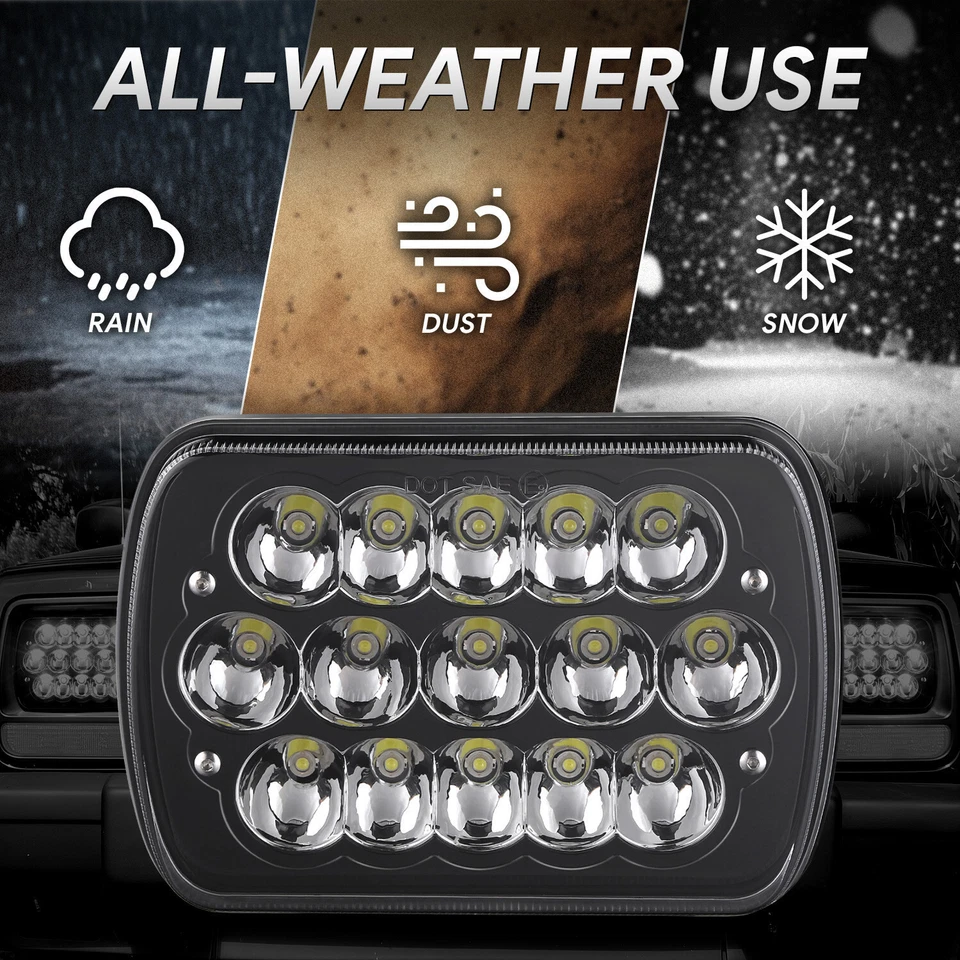 2PCS For 1985-1991 Ford Bronco II Aerostar 7X6" LED Sealed Hi-Lo Beam Headlights Foto 4 de 4