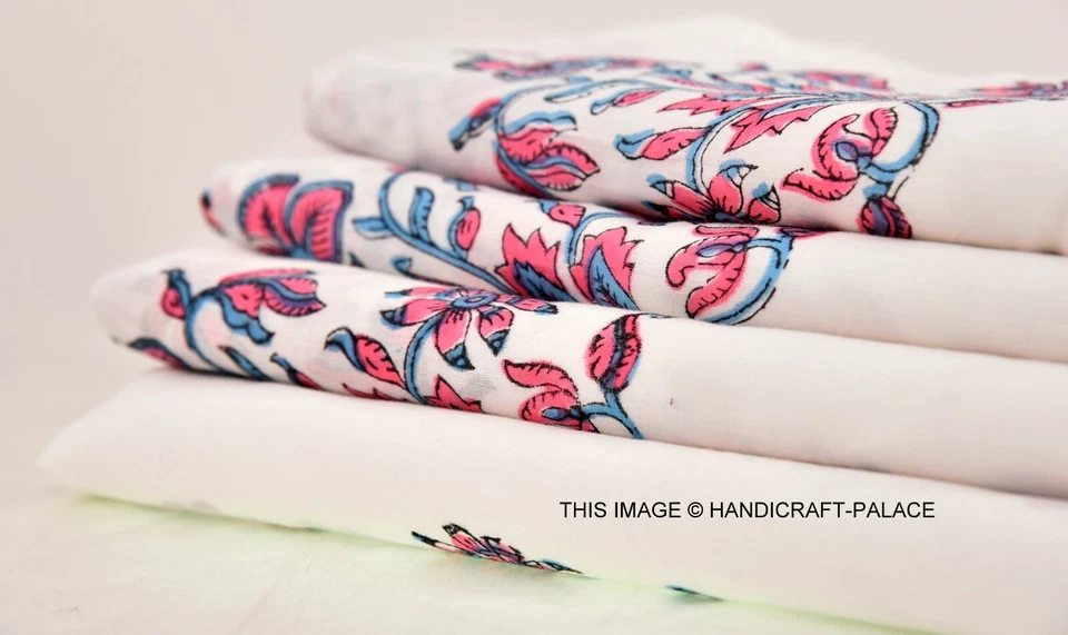 Ethnic Hand block Running Loose Indian New 3 Yard Cotton Fabrics Printed Decor - Image 2 of 4