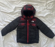 The North Face Kids Reversible Black  Red Puffer Jacket Sherpa Lined, Size 4T