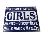Vintage Girls Wanted Sign - Biscuit Department Porcelain Gas Pump Sign