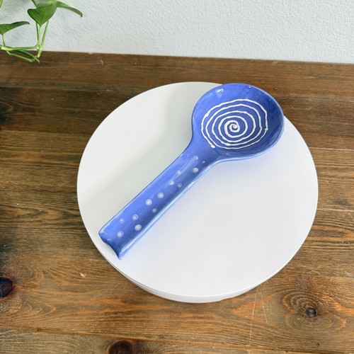 Ceramic Spoon Rest - 11 Inch Blue Made In Italy Ceramic Spoon Holder