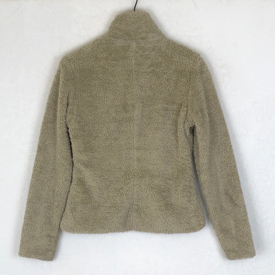Jaqueta de lã Patagonia feminina difusa tamanho P zíper completo bege pilha alta casaco externo - Imagem 2 de 4