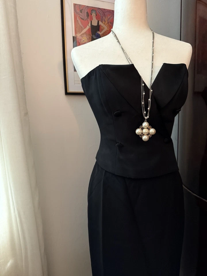 David Meister Damas Esmoquin Bustier y Tren Falda Vestido Foto 2 de 4