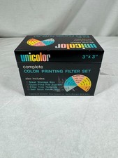 Unicolor 3x3" Color Printing Filter Set in Original Metal Box Vintage